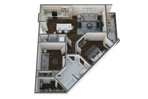Floor plan for 1 bed, 1 bath, 920 sqft